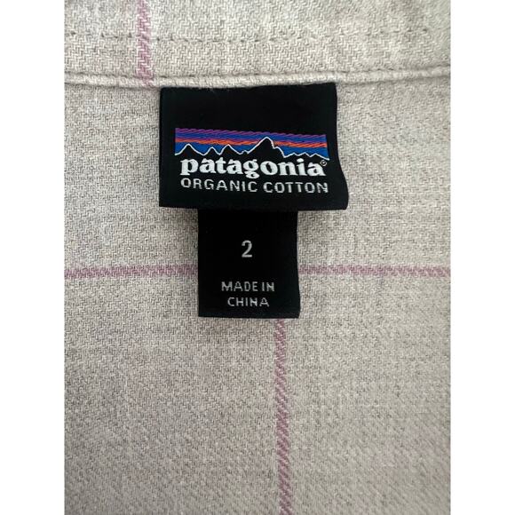PATAGONIA WOMENS LONG SLEEVE BUTTON DOWN SHIRT CREAM AND PINK SIZE 2 - Picture 12 of 13